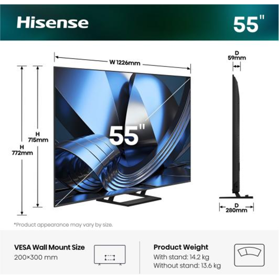 Televizor Hisense 55U7SE ULED MiniLED 4K VidaaOS