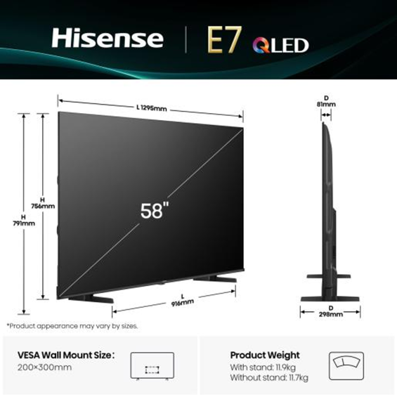 Televizor Hisense 58E7Q UHD QuantumDot 4K VidaaU9