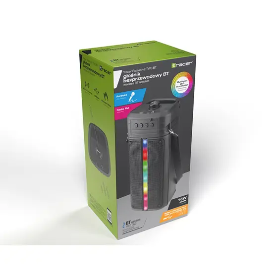 Tracer Rocket TWS BT Bluetooth karaoke zvučnik 16 W, RGB LED – crni