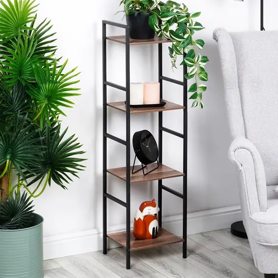 Trends4You samostojeća polica za knjige – 4 razine, metal/MDF, 106,5 cm