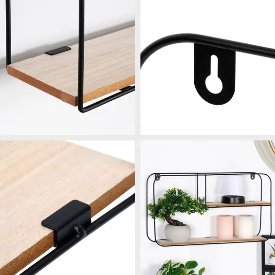 Trends4You zidna polica u LOFT stilu – metal/MDF, 2 razine, 52 × 10,5 × 29 cm