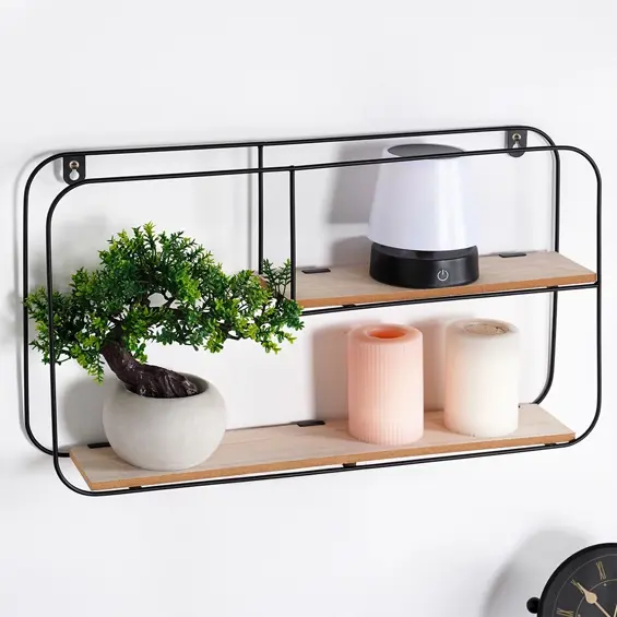 Trends4You zidna polica u LOFT stilu – metal/MDF, 2 razine, 52 × 10,5 × 29 cm