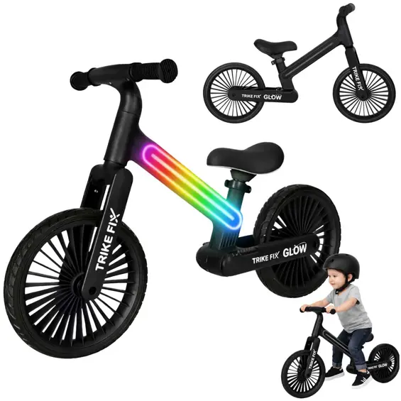 Trike Fix Glow KX2867 dječji bicikl bez pedala s RGB LED osvjetljenjem – crni