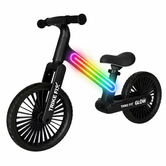 Trike Fix Glow KX2867 dječji bicikl bez pedala s RGB LED osvjetljenjem – crni