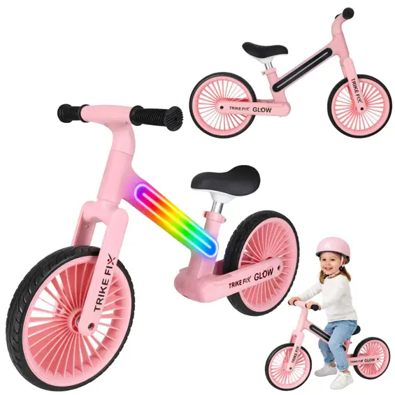 Trike Fix Glow KX2867_1 dječji bicikl bez pedala s RGB LED osvjetljenjem – rozi