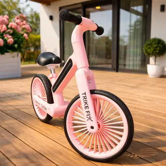 Trike Fix Glow KX2867_1 dječji bicikl bez pedala s RGB LED osvjetljenjem – rozi