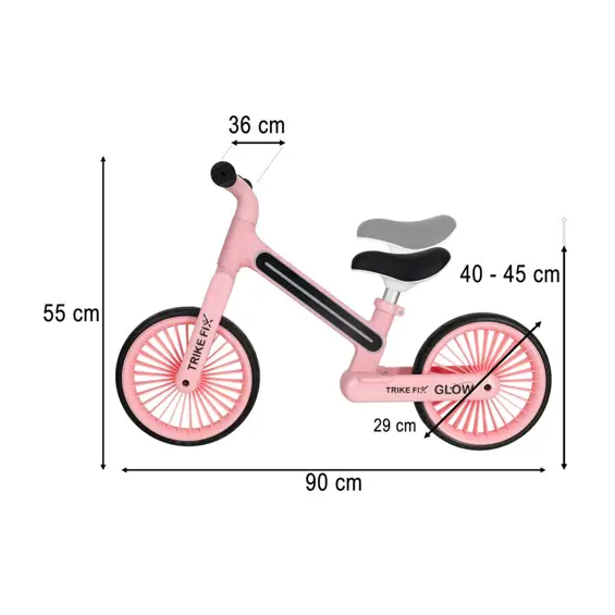 Trike Fix Glow KX2867_1 dječji bicikl bez pedala s RGB LED osvjetljenjem – rozi