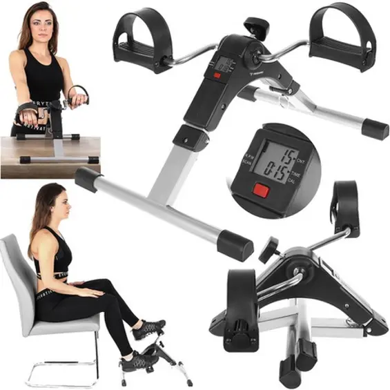 TRIZAND 2-u-1 mini sobni bicikl za vježbanje ruku i nogu – sklopivi rehabilitacijski pedalni trenažer s magnetnim otporom i LCD zaslonom