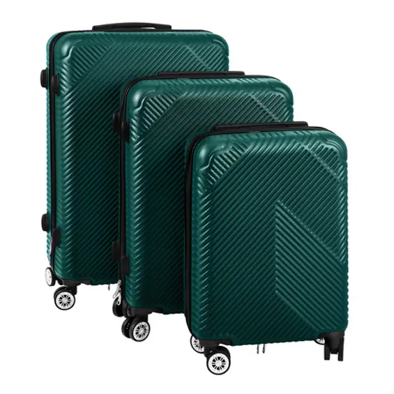 Trizand 3u1 set putnih kofera s kotačima – zeleni ABS koferi