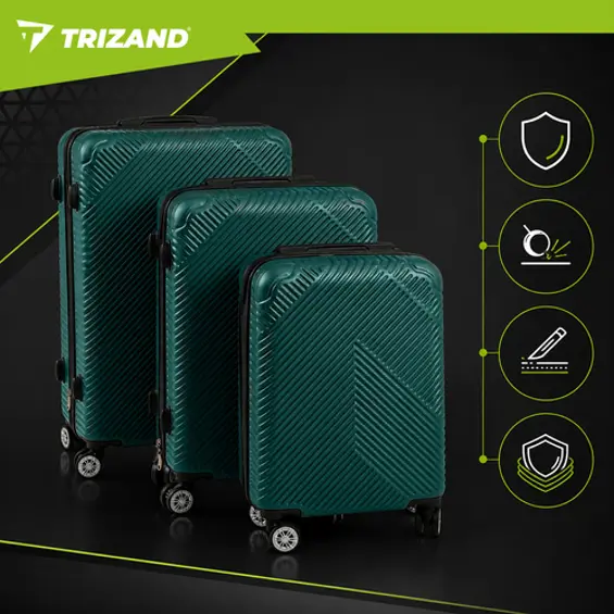 Trizand 3u1 set putnih kofera s kotačima – zeleni ABS koferi