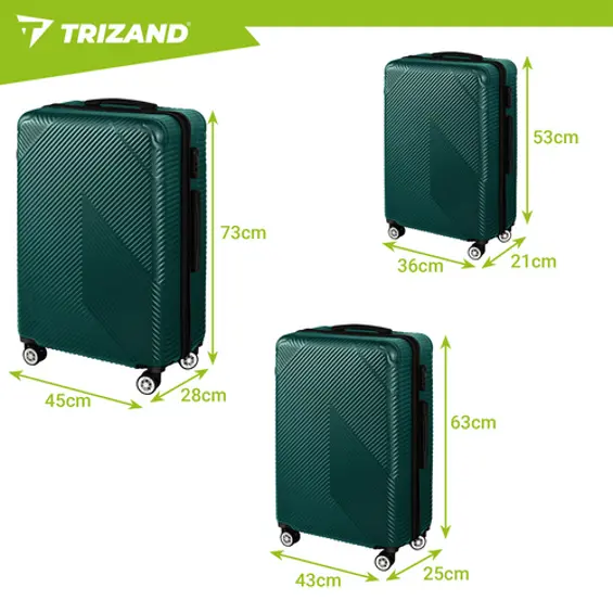 Trizand 3u1 set putnih kofera s kotačima – zeleni ABS koferi