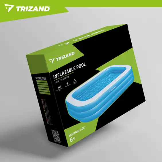 Trizand dječji napuhavajući bazen 185 x 130 x 50 cm – pravokutni obiteljski bazen, 350 L