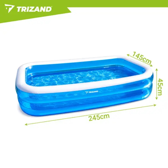 Trizand dječji napuhavajući bazen 262 x 175 x 50 cm – veliki pravokutni obiteljski bazen, 700 L