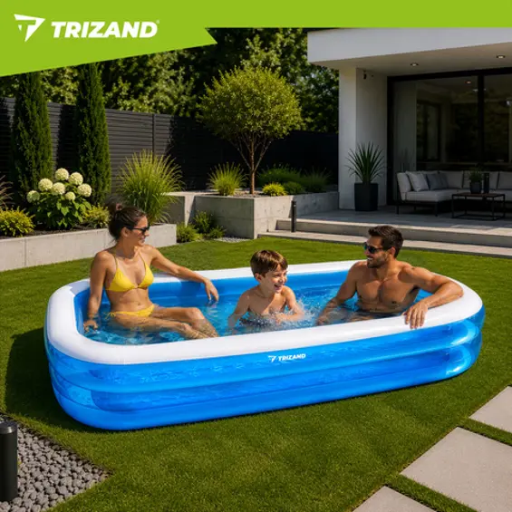 Trizand dječji napuhavajući bazen 262 x 175 x 50 cm – veliki pravokutni obiteljski bazen, 700 L