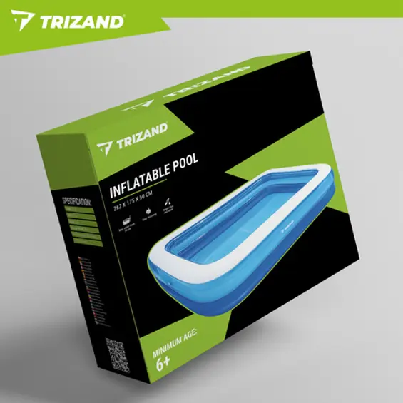 Trizand dječji napuhavajući bazen 262 x 175 x 50 cm – veliki pravokutni obiteljski bazen, 700 L
