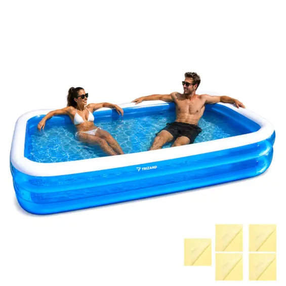 Trizand dječji napuhavajući bazen 262 x 175 x 50 cm – veliki pravokutni obiteljski bazen, 700 L