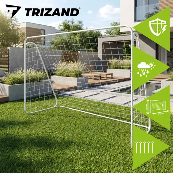 Trizand nogometni gol 213 × 150 × 90 cm – metalni vrtni gol s mrežom