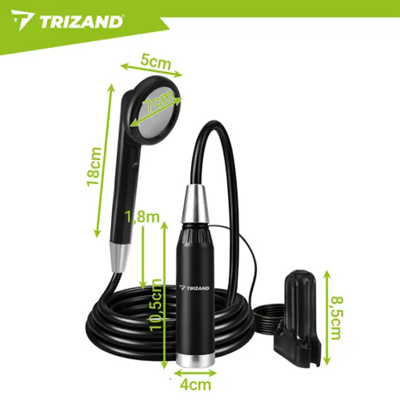 TRIZAND prijenosni kamperski tuš 2200 mAh – bežični USB tuš s pumpom