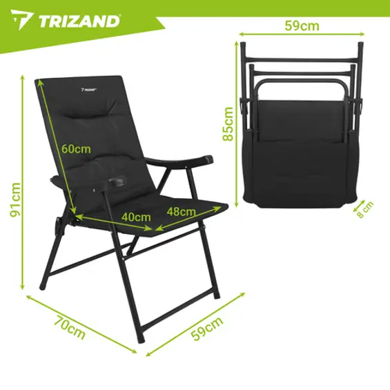 Trizand sklopive kamping stolice 2 kom – udobne stolice za kampiranje, ribolov i vrt