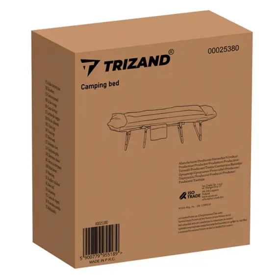 TRIZAND sklopivi kamp krevet s madracem i podesivim naslonom 200x65 cm