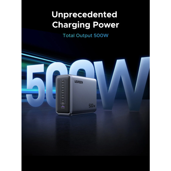 Ugreen Nexode 500W GaN Punjač – Stolna Stanica s 5x USB-C + 1x USB-A Portom, 240W PD 3.1 Brzo Punjenje