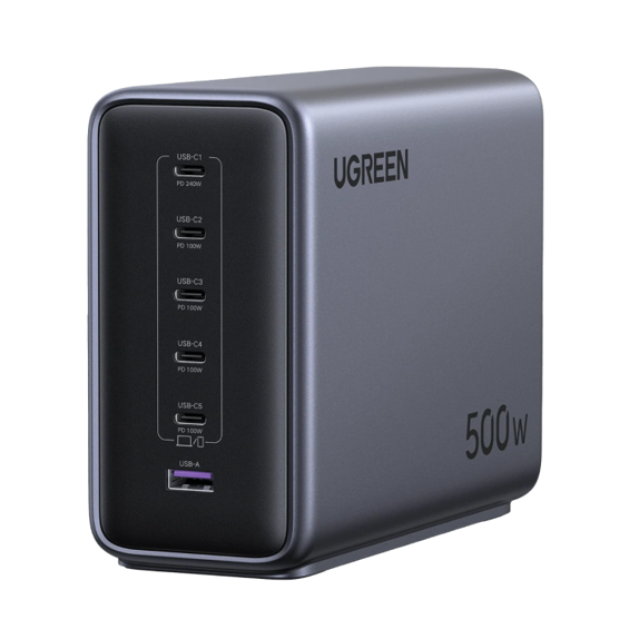 Ugreen Nexode 500W GaN Punjač – Stolna Stanica s 5x USB-C + 1x USB-A Portom, 240W PD 3.1 Brzo Punjenje