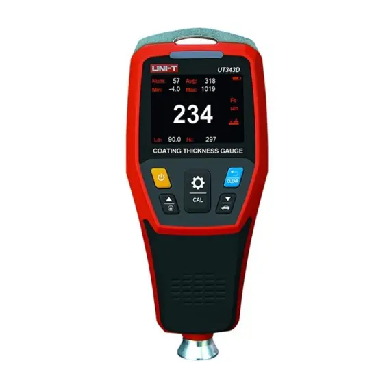 UNI-T UT343D – Digitalni mjerač debljine laka i boje, 0–1250 µm, LCD zaslon 2", memorija 500 mjerenja, USB
