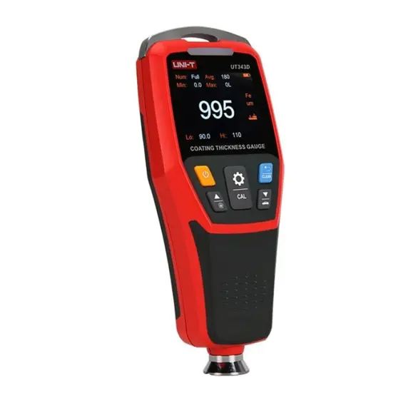 UNI-T UT343D – Digitalni mjerač debljine laka i boje, 0–1250 µm, LCD zaslon 2", memorija 500 mjerenja, USB