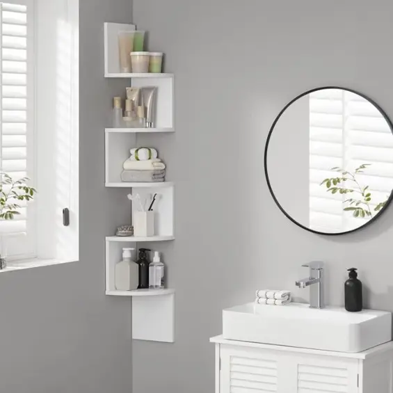 VASAGLE LBC72WT kutna / zidna floating polica