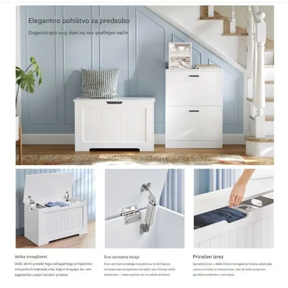 VASAGLE LHS11WTV1 – Pohrambena klupa s poklopcem i sjedalom