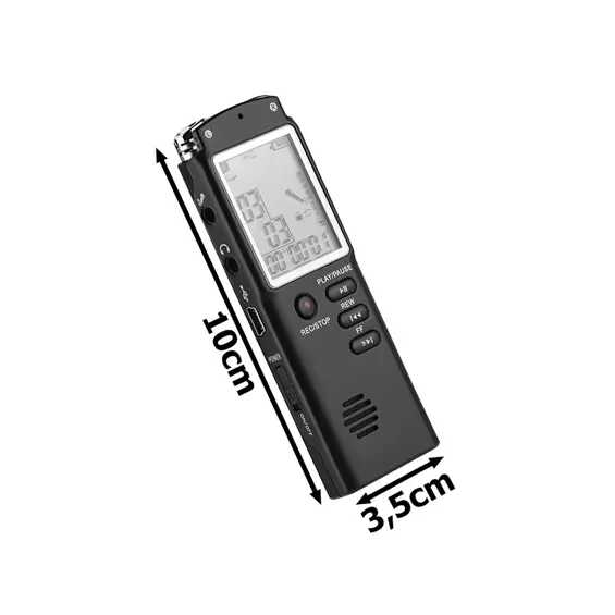 VERK 06297 digitalni diktafon i MP3 player 8 GB, VOX, LCD zaslon, do 15 h rada