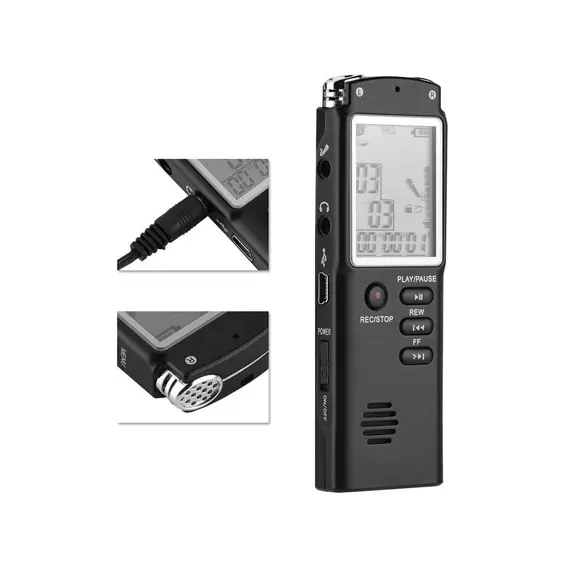 VERK 06297 digitalni diktafon i MP3 player 8 GB, VOX, LCD zaslon, do 15 h rada