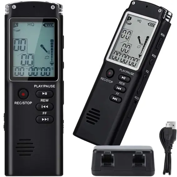 VERK 06297 digitalni diktafon i MP3 player 8 GB, VOX, LCD zaslon, do 15 h rada