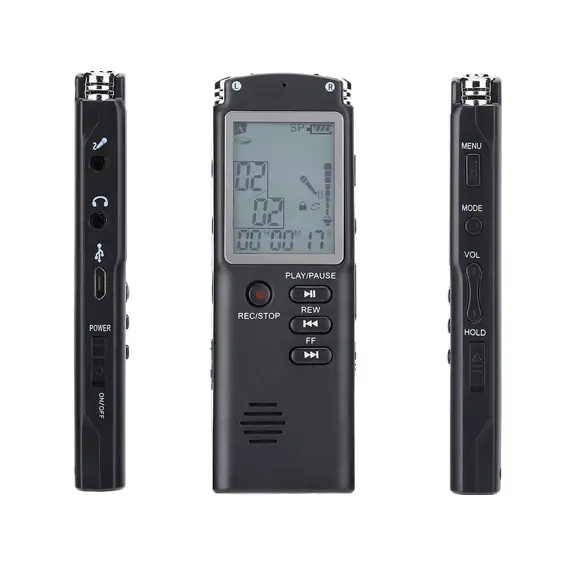 VERK 06297 digitalni diktafon i MP3 player 8 GB, VOX, LCD zaslon, do 15 h rada
