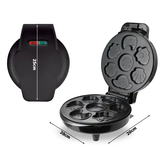VERK 07254_CZ aparat za vafle i kekse 1200 W, kalupi s 5 oblika – crnil