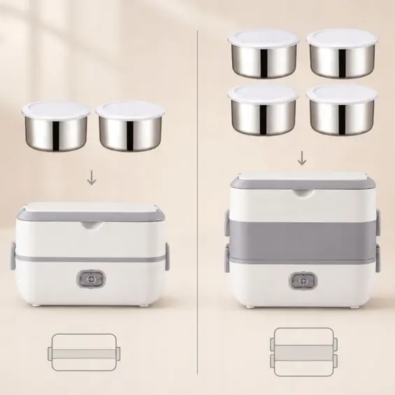 VERK 07543 električna posuda za grijanje hrane 200 W, 2,2 L, 4 inox posude
