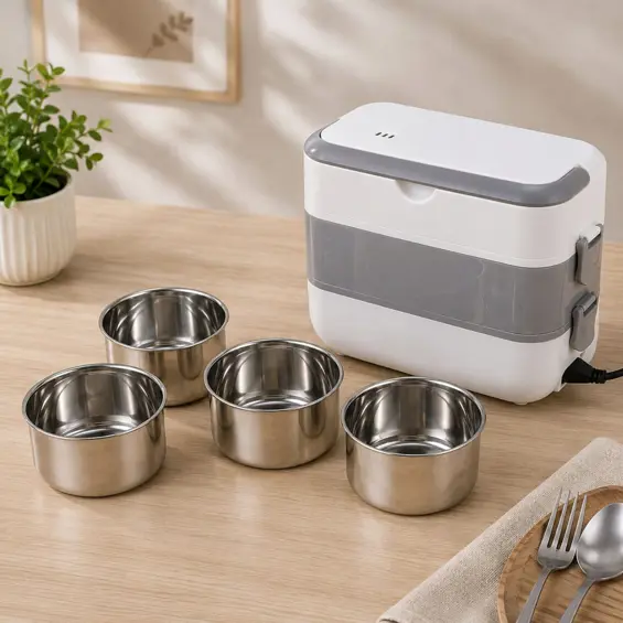VERK 07543 električna posuda za grijanje hrane 200 W, 2,2 L, 4 inox posude
