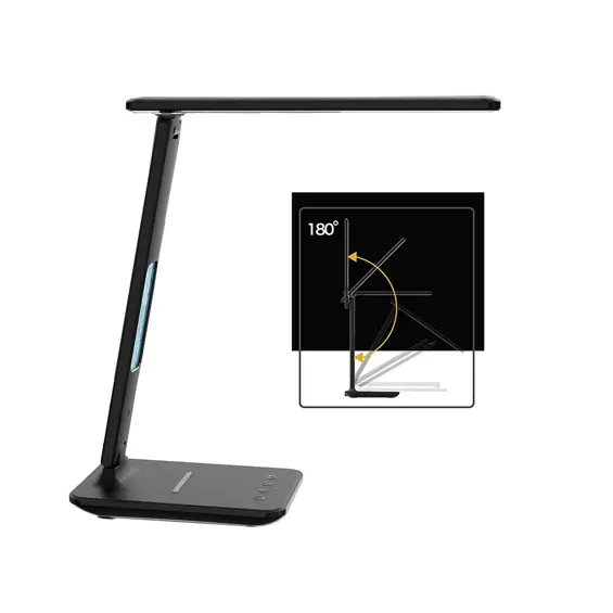 VERK 12256 LED stolna lampa 5 W, Qi bežično punjenje, USB, sat, alarm i temperatura