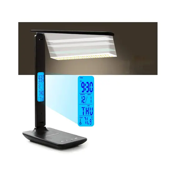 VERK 12256 LED stolna lampa 5 W, Qi bežično punjenje, USB, sat, alarm i temperatura