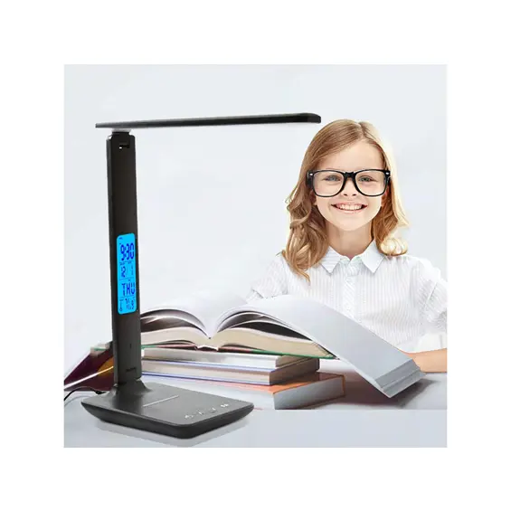 VERK 12256 LED stolna lampa 5 W, Qi bežično punjenje, USB, sat, alarm i temperatura