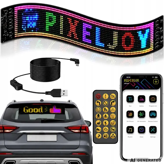 VERK 12484 programabilni RGB LED panel 16 × 96, Bluetooth aplikacija + daljinski, 59,5 × 12 cm