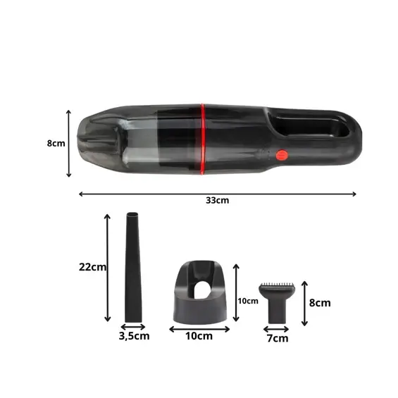 VERK 27711 akumulatorski ručni usisavač 4–6 kPa, 350 ml, 2 brzine, USB-C – crni