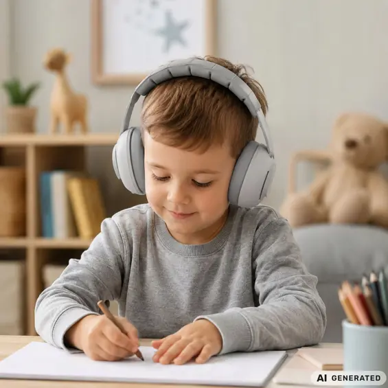 VERK 27757 dječje zaštitne slušalice protiv buke 2-u-1, SNR 25 dB – sive