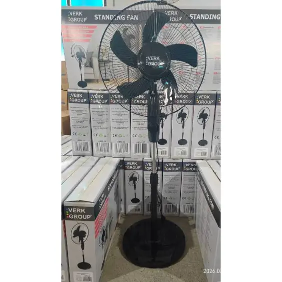 Verk Group FS-1601 BLACK Stajaći Ventilator 40 cm 40W s Oscilacijom i 3 Brzine – Crni