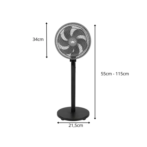 Verk Group stojeći ventilator 75W – ventilator s oscilacijom, 7 lopatica i podesivom visinom