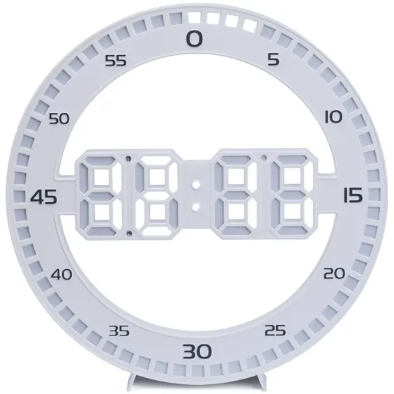 Verk-LED digitalni zidni sat s termometrom i USB napajanjem bijeli