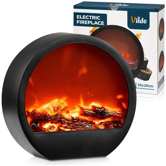 Vilde 568172 – Dekorativni LED kamin s efektom plamena, USB i baterijsko napajanje, zidni ili samostojeći, 30 × 9,5 × 29 cm