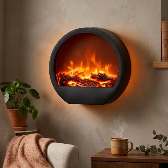 Vilde 568172 – Dekorativni LED kamin s efektom plamena, USB i baterijsko napajanje, zidni ili samostojeći, 30 × 9,5 × 29 cm
