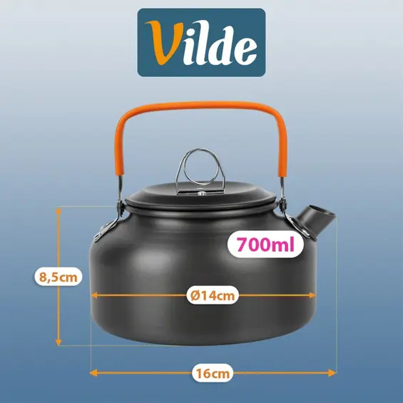 Vilde aluminijski set posuđa za kampiranje s kuhalom 700 ml – 11 dijelova