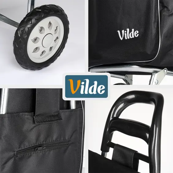 Vilde kolica za kupovinu s torbom 30 L – crna